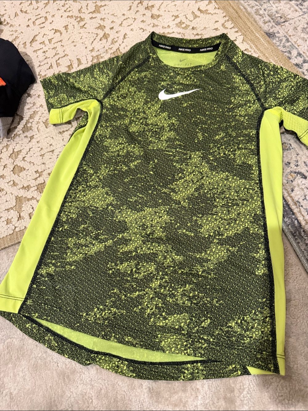 Nike Neon Lime and Black Athletic Short Sleeve Shirt